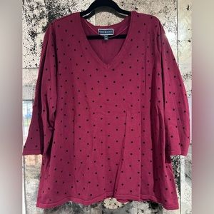 Karen Scott Black Polka Dot Sweater, Plus Size, 2X